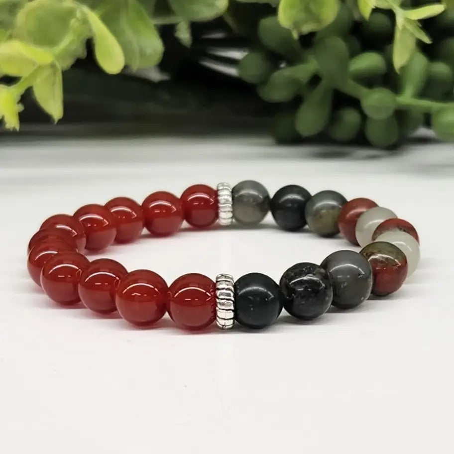 Health & Wellness - Carnelian/Bloodstone Bracelet 8mm Beads