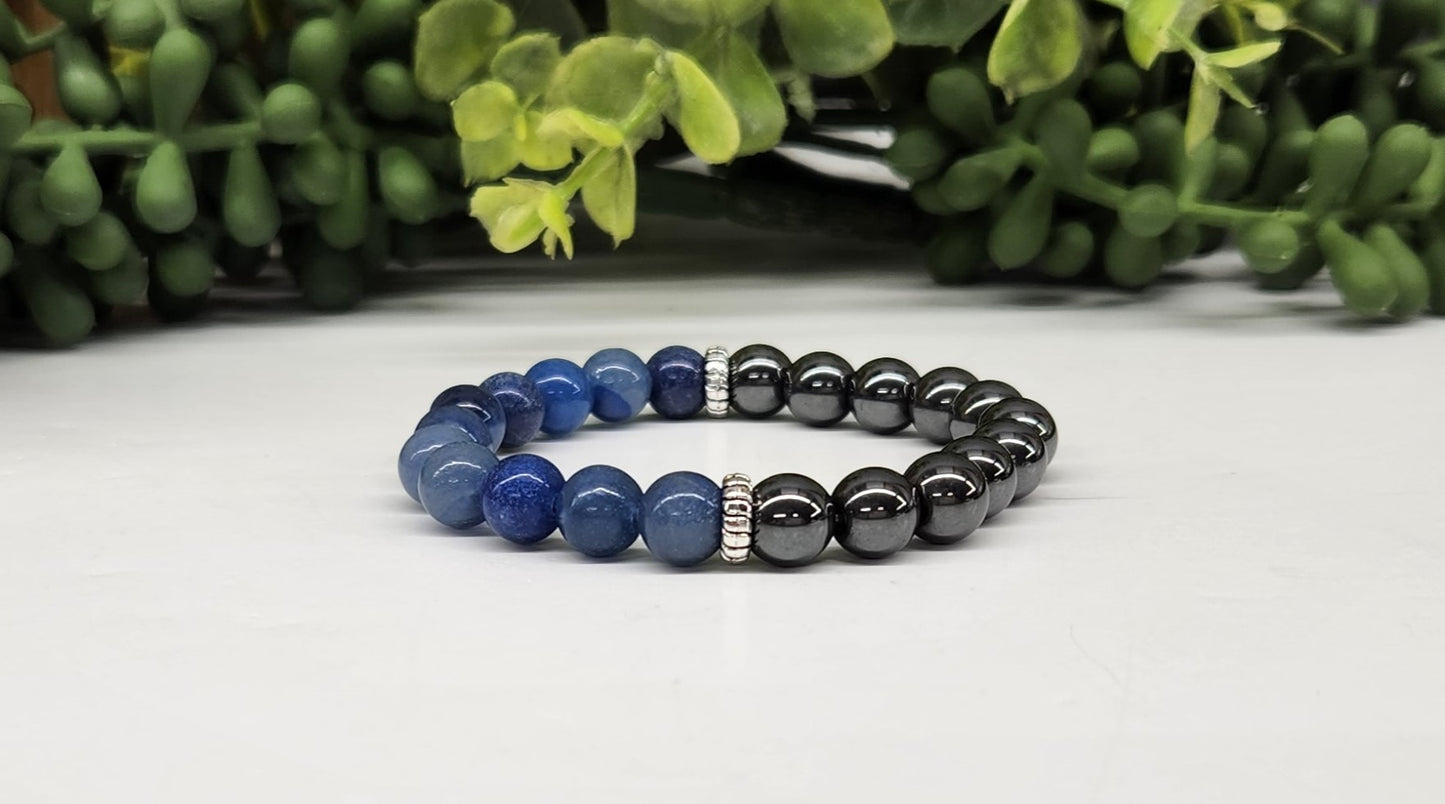 Change/Direction/Grounding - Hematite & Blue Avet Bracelet
