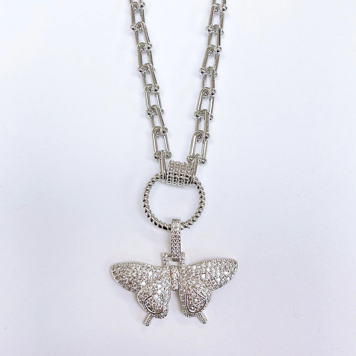 Butterfly Clip Necklace - silver
